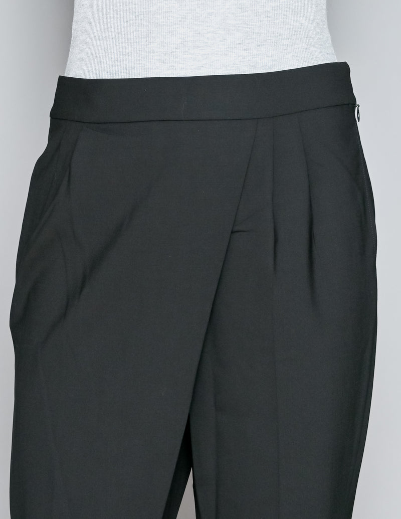 ST. JOHN Draped Stretched Wool Black Pants (4)