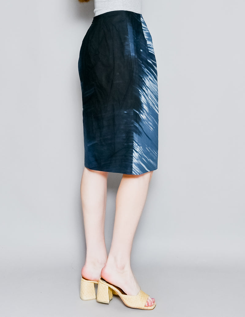 MARNI Blue Watercolor Print Cotton Skirt (38)
