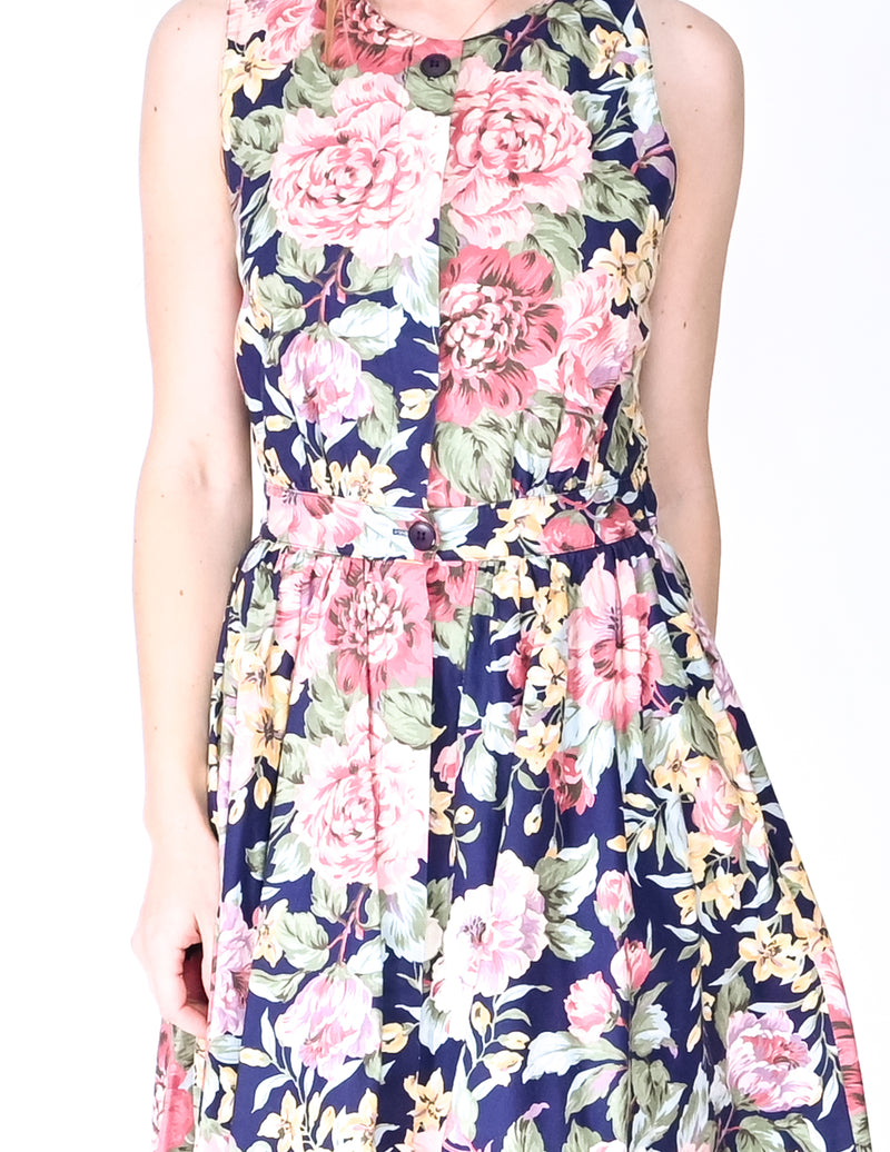 VINTAGE Carol Anderson Floral Sleeveless Dress (Size S)