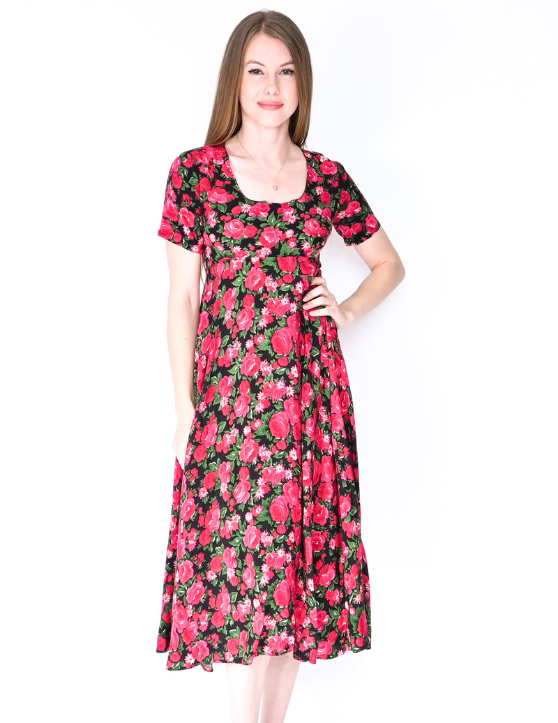 VINTAGE Contempo Casuals Roses Print Dress (Size S)