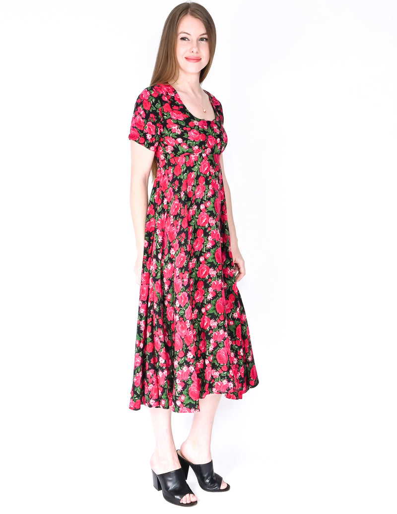 VINTAGE Contempo Casuals Roses Print Dress (Size S)