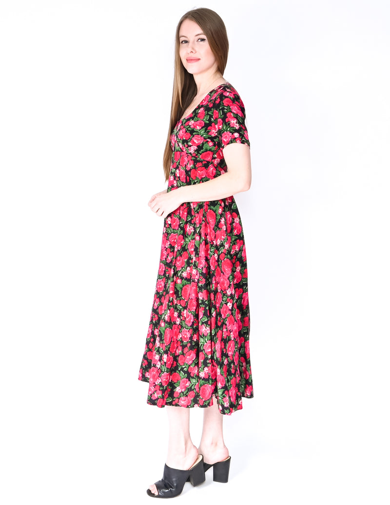 VINTAGE Contempo Casuals Roses Print Dress (Size S)