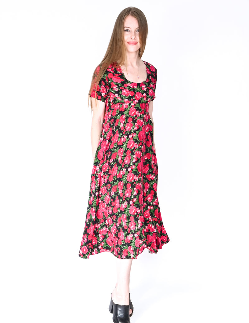 VINTAGE Contempo Casuals Roses Print Dress (Size S)