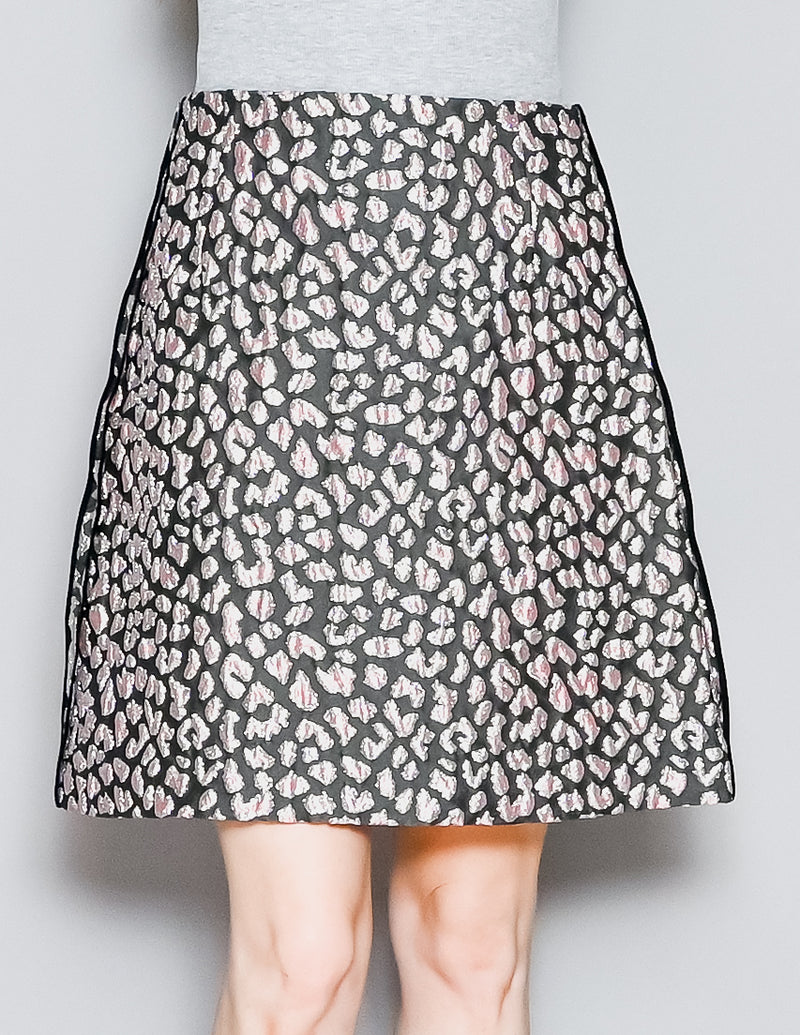 DOROTHY SCHUMACHER Metallic Leopard Jacquard Mini Skirt (M)
