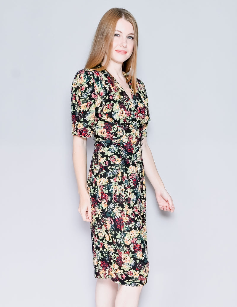 VINTAGE Rabbit Rabbit Rabbit Floral Print Dress (4P)