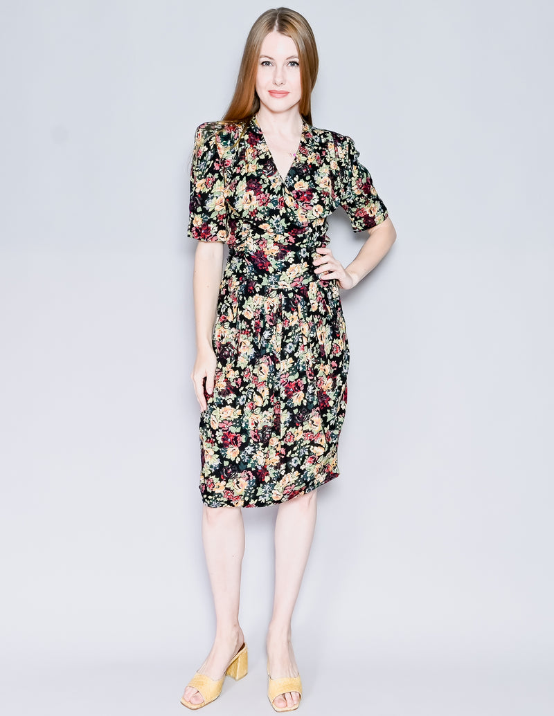 VINTAGE Rabbit Rabbit Rabbit Floral Print Dress (4P)