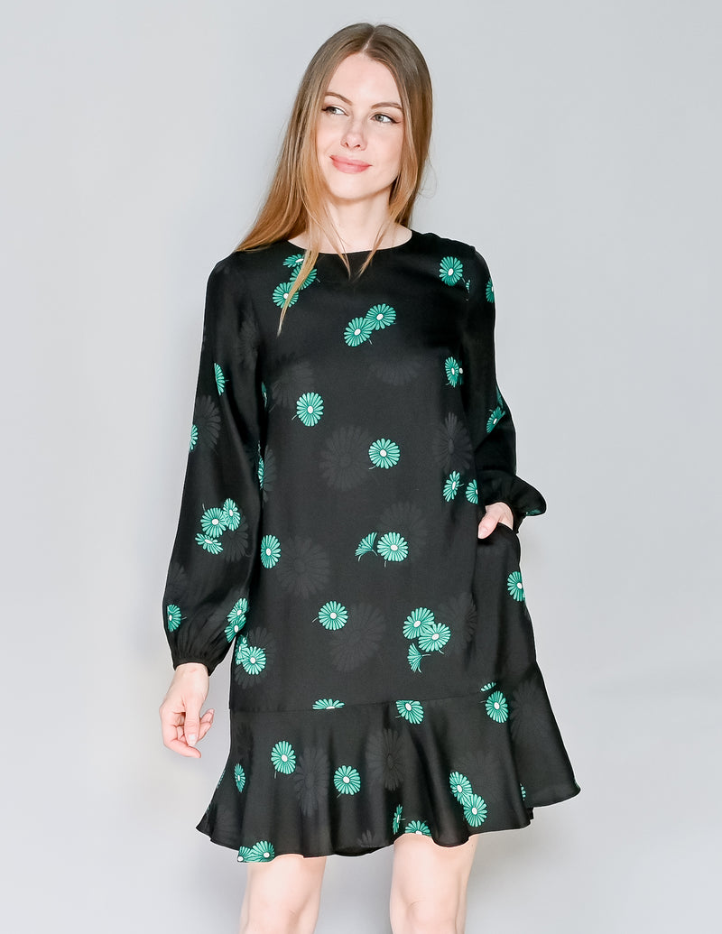 ANN TAYLOR Floral Jacquard Flounce Shift Dress (2)
