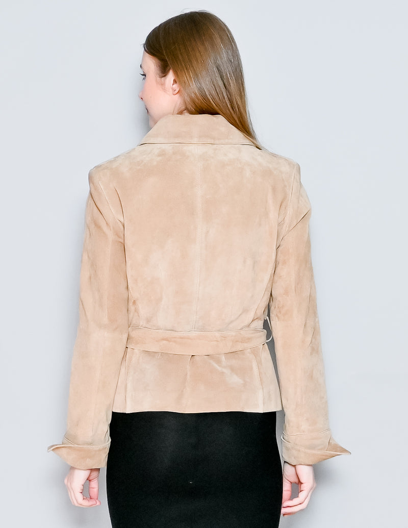 VINTAGE Context Leather Suede Tan Jacket with Belt (8)