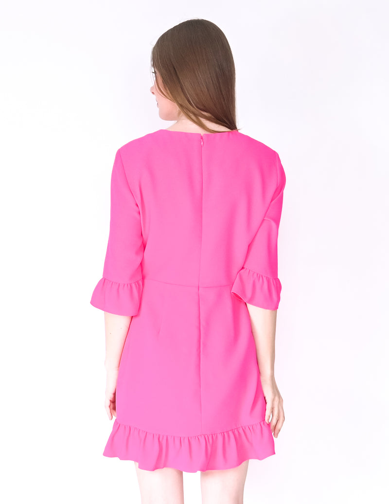AMANDA UPRICHARD Pink Ruffle Candice Mini Dress (Size M)