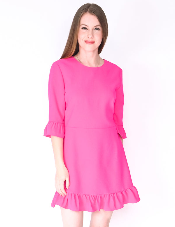 AMANDA UPRICHARD Pink Ruffle Candice Mini Dress (Size M)