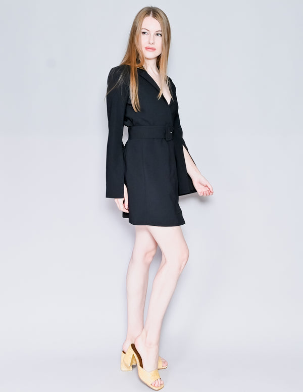 AMANDA UPRICHARD Black Antwerp Blazer Belted Dress (XS)