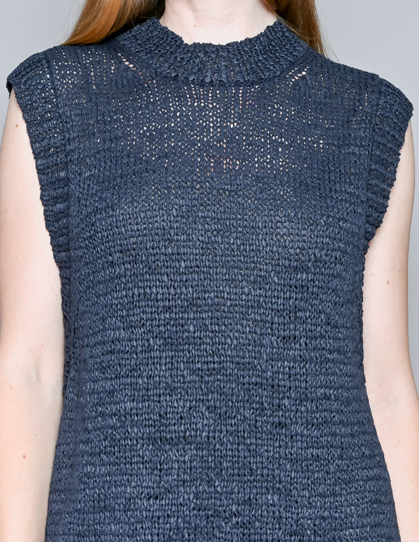 RODEBJER Chaima Mock-Neck Sleeveless Midi Dress (S)