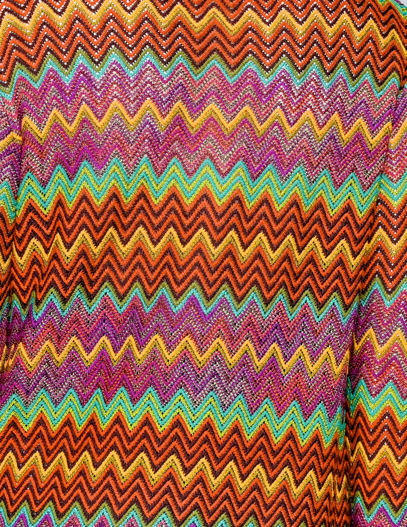 MISSONI Vintage Chevron Longline Knit Cardigan Multi Color