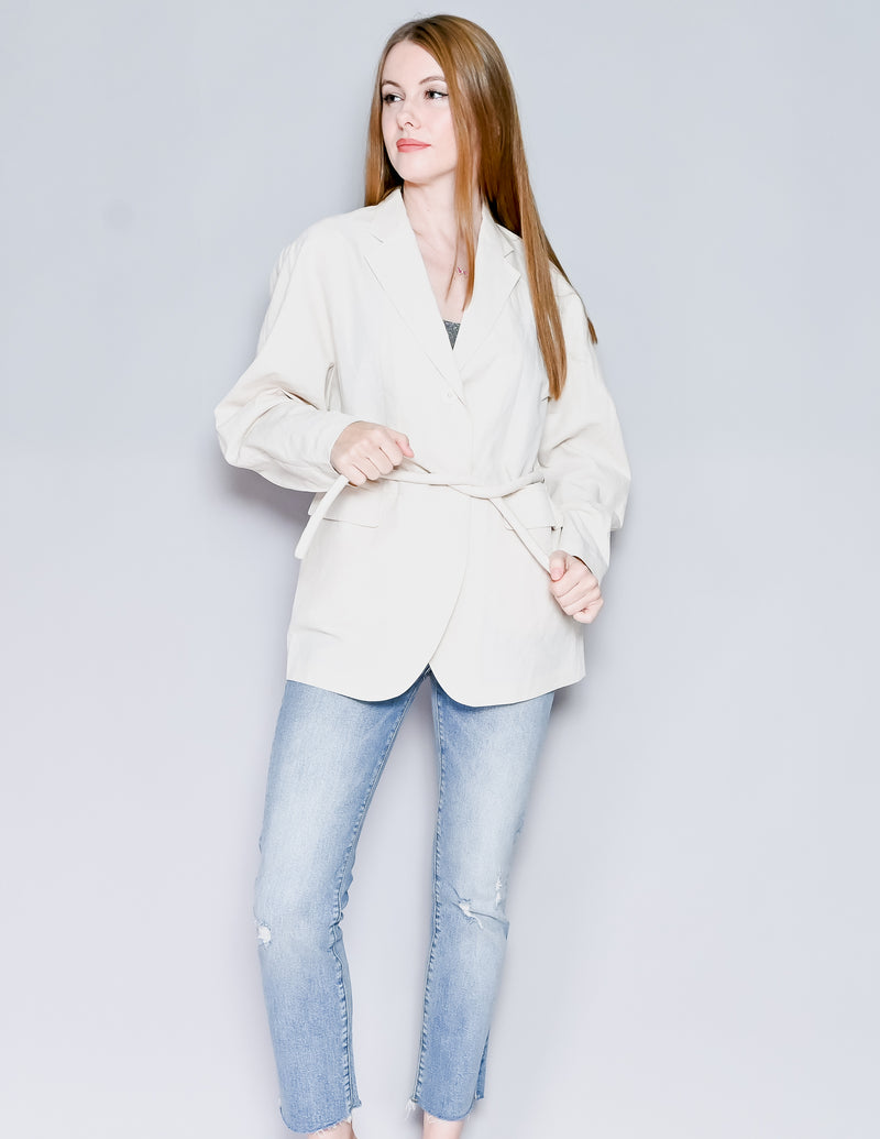 COMMON ODDS Mark Linen Cotton Belted Blazer (S)