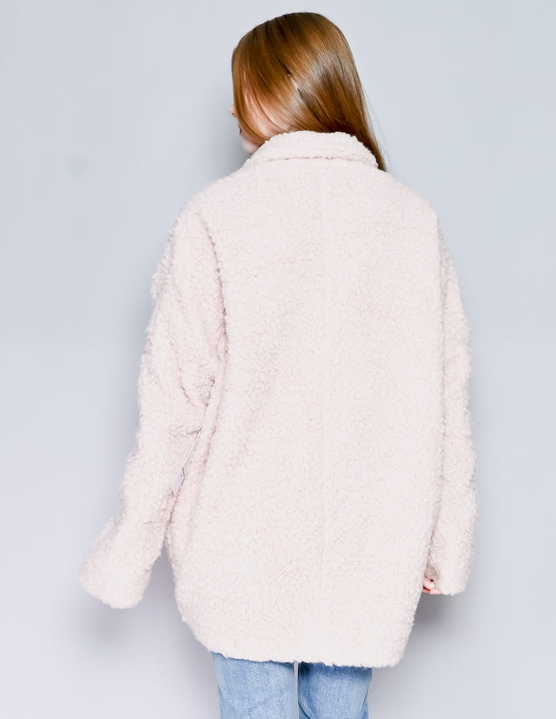 AMANDA UPRICHARD Blush Pink Teddy Coat (S)