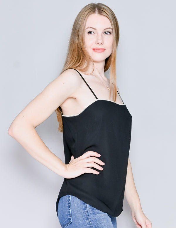 AMANDA UPRICHARD Black Cosette Pearl Trim Cami NWT (S)
