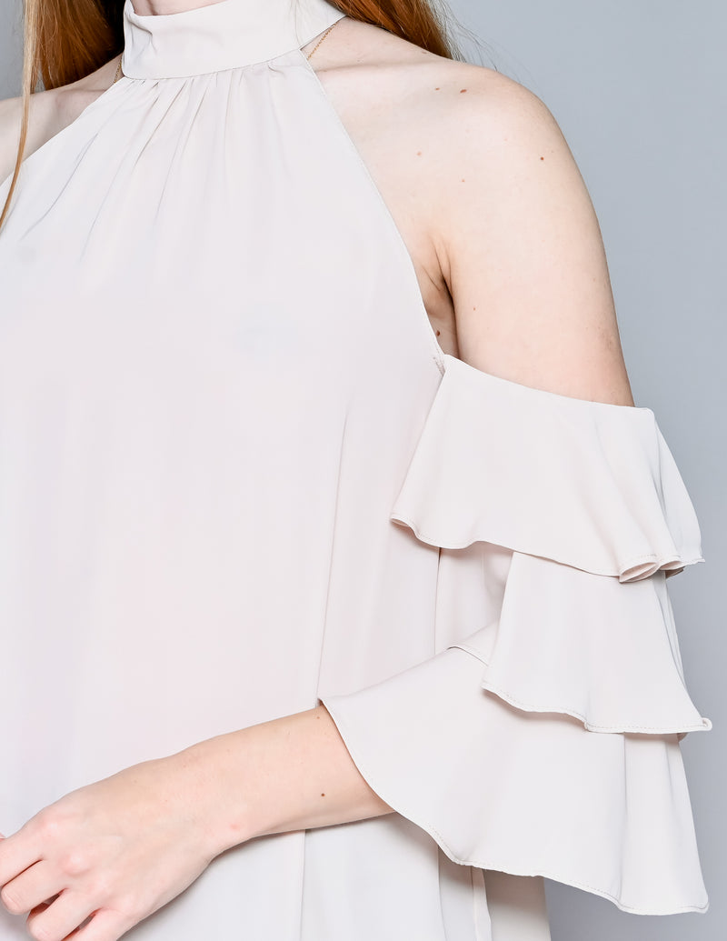 AMANDA UPRICHARD Cold-Shoulder Ruffle-Sleeve Top NWT (S)