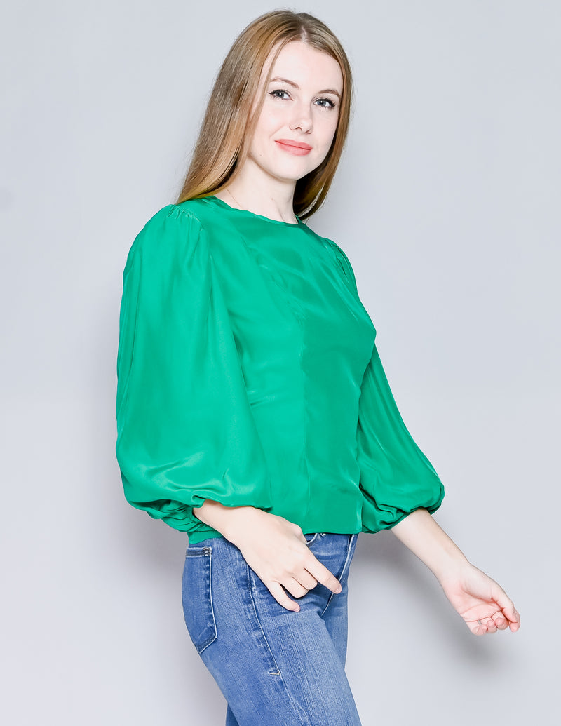 AMANDA UPRICHARD Green Blouson Sleeve Top NWT (S)