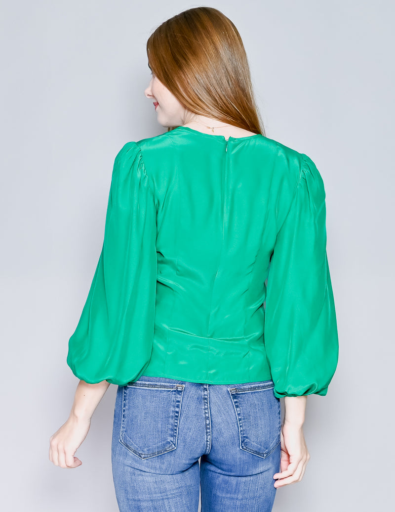 AMANDA UPRICHARD Green Blouson Sleeve Top NWT (S)