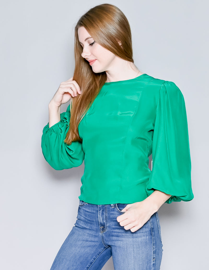 AMANDA UPRICHARD Green Blouson Sleeve Top NWT (S)