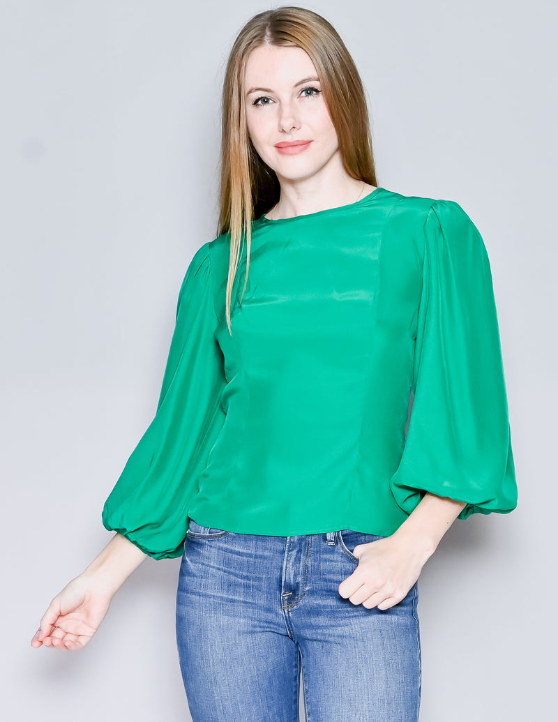 AMANDA UPRICHARD Green Blouson Sleeve Top NWT (S)