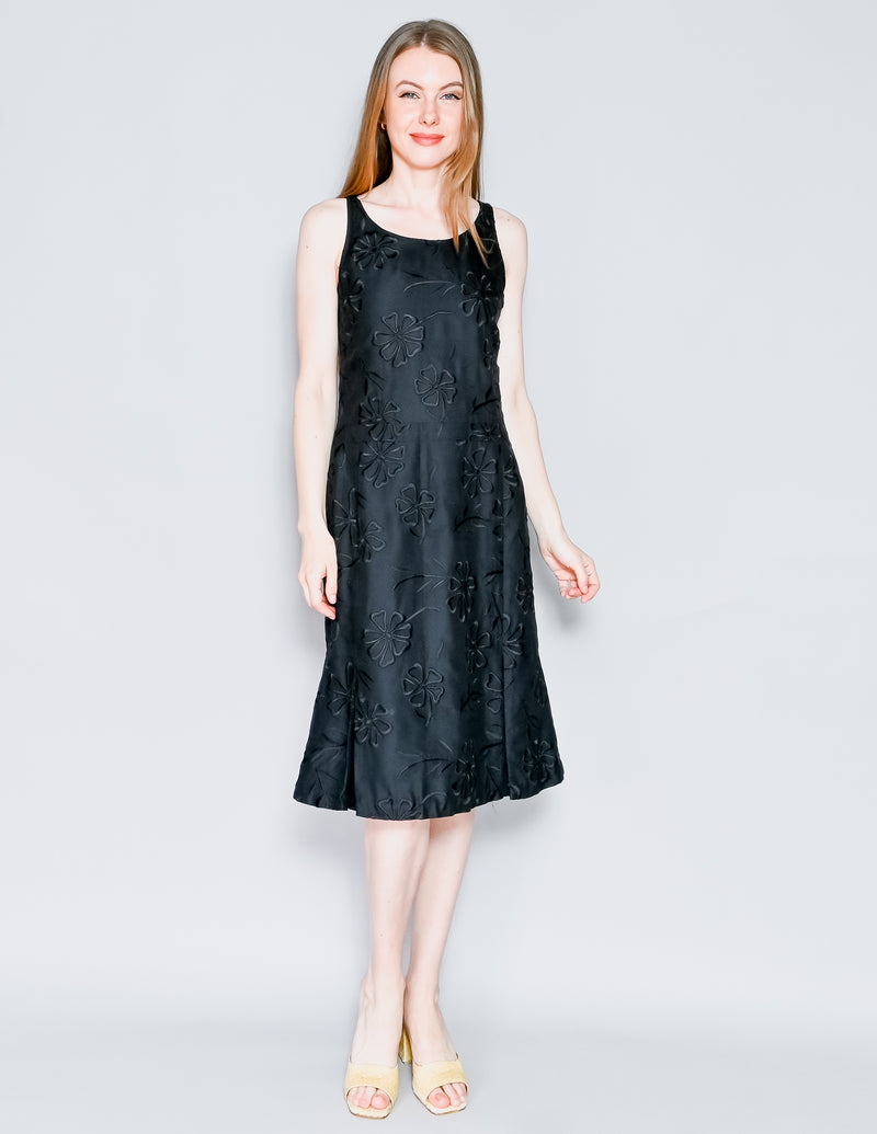 TIBI Vintage Y2K Embroidered Black Sleeveless Dress (6)