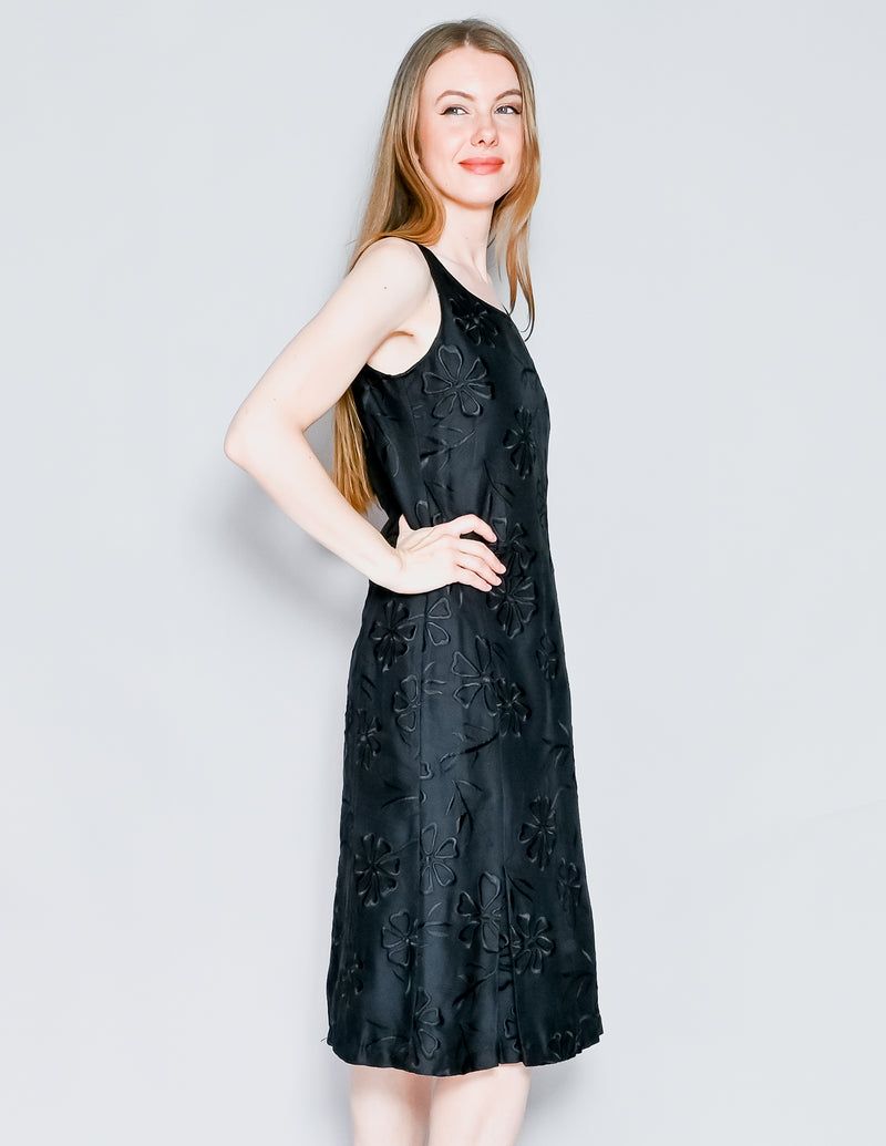 TIBI Vintage Y2K Embroidered Black Sleeveless Dress (6)