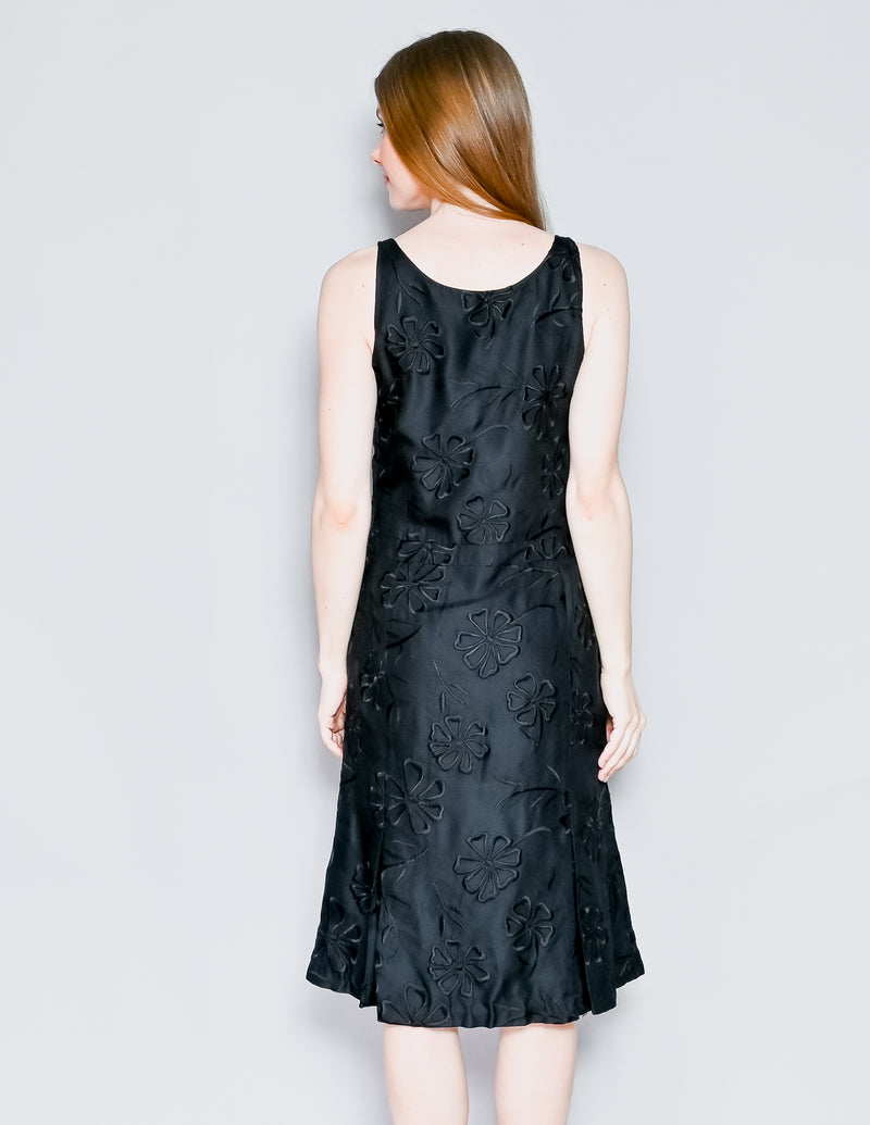 TIBI Vintage Y2K Embroidered Black Sleeveless Dress (6)