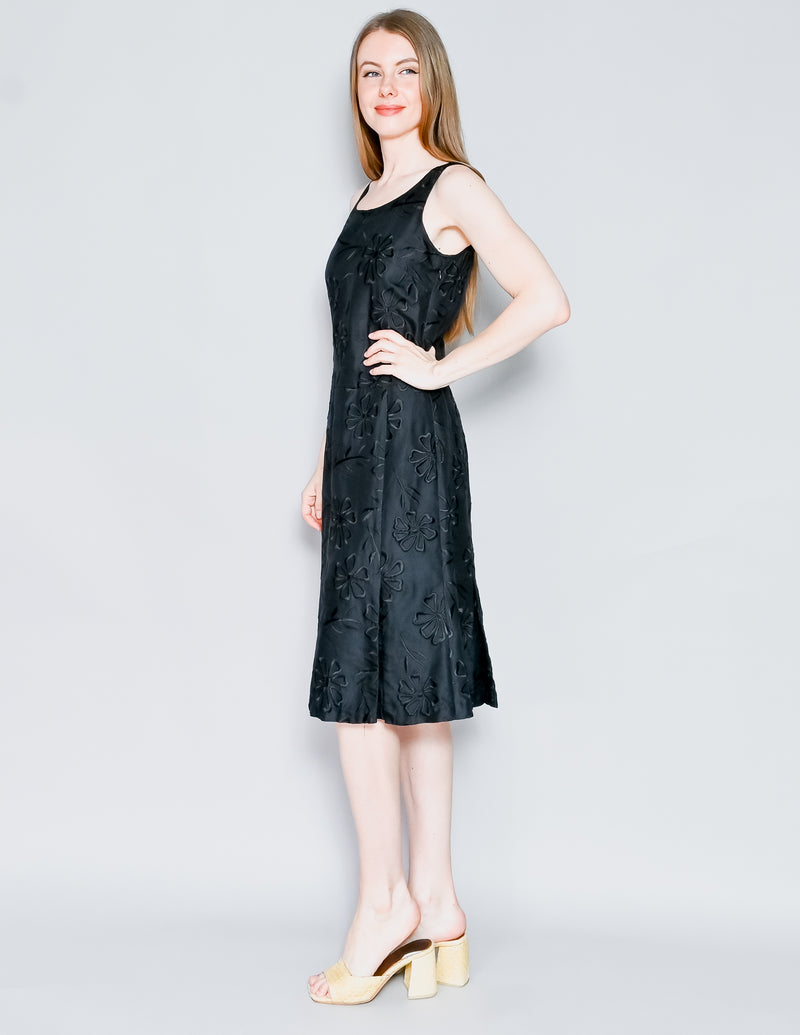 TIBI Vintage Y2K Embroidered Black Sleeveless Dress (6)