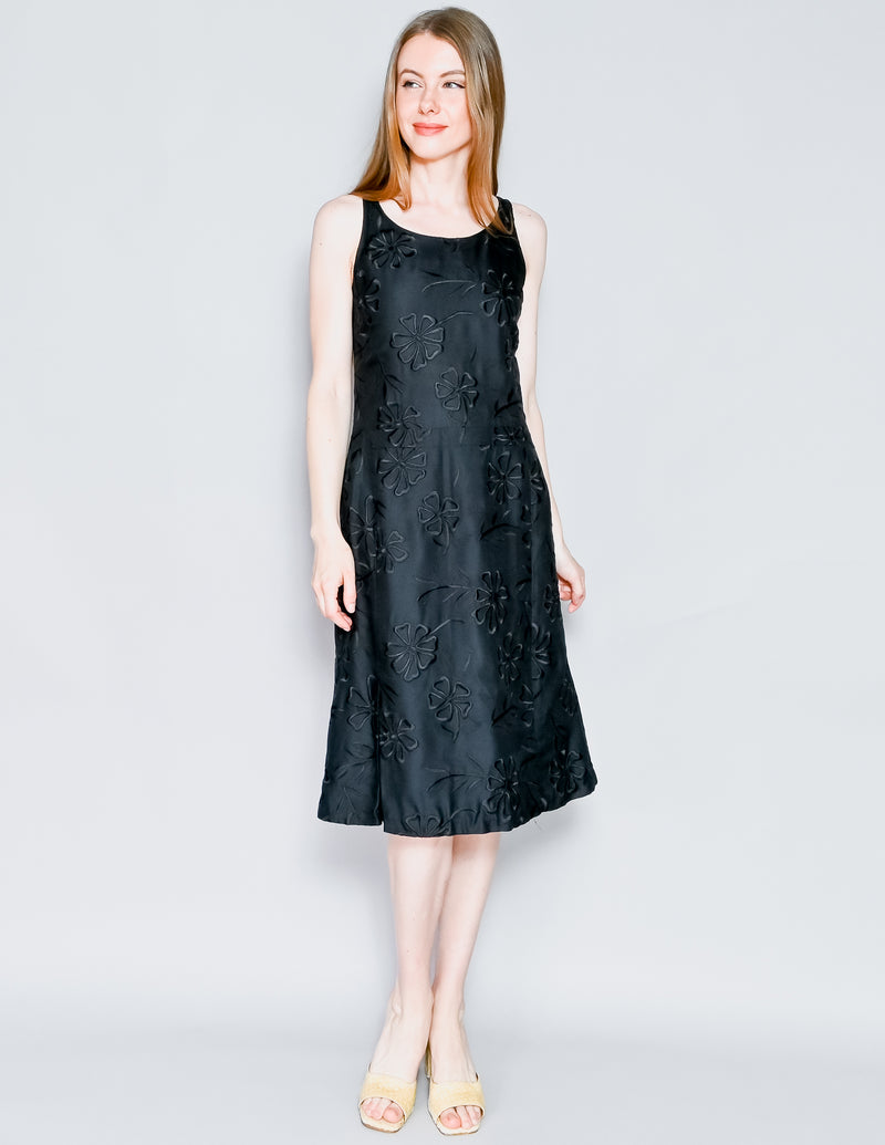 TIBI Vintage Y2K Embroidered Black Sleeveless Dress (6)