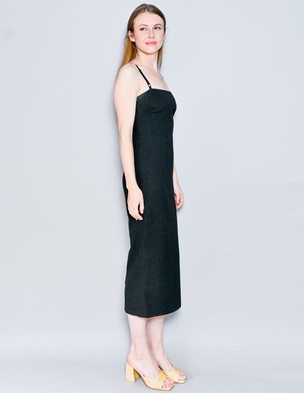 D&G Dolce & Gabbana VINTAGE Black Pinstripe Lingerie Corset Dress (40)