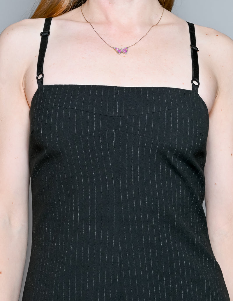 D&G Dolce & Gabbana VINTAGE Black Pinstripe Lingerie Corset Dress (40)