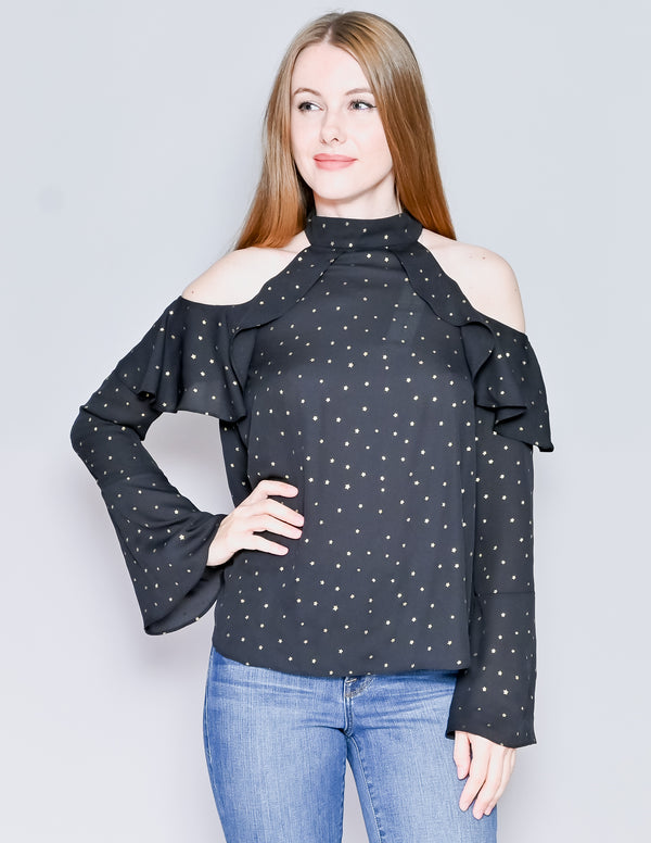 AMANDA UPRICHARD Star Print Cold-Shoulder Top NWT (S)