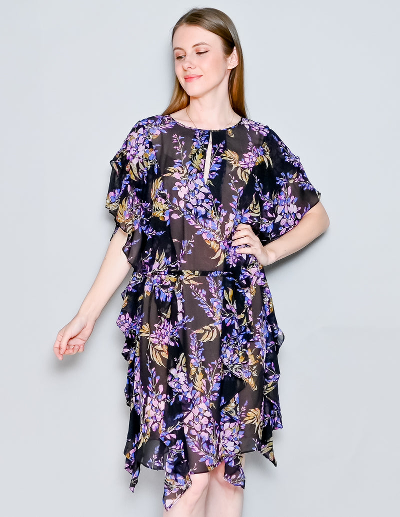 BCBGMaxAzaria Filippa Silk Floral Dress (L)