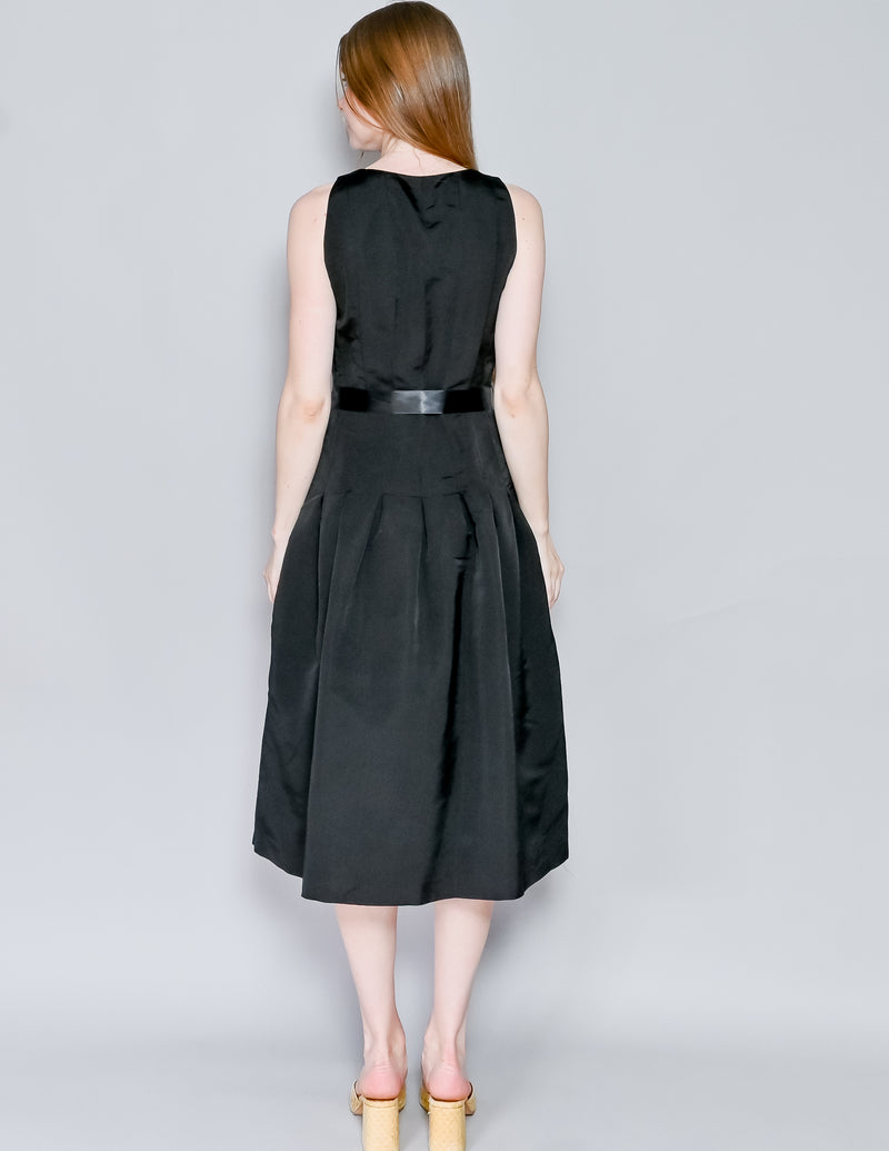 HEIDI WEISEL Vintage Black Silk Midi Dress (6)
