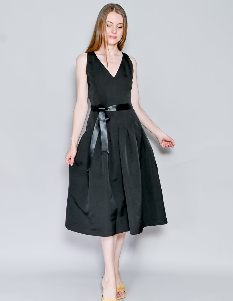 HEIDI WEISEL Vintage Black Silk Midi Dress (6)