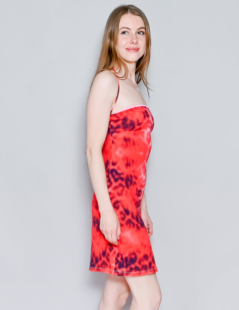 JUST CAVALLI Beachwear Red Animal Print Mini Dress (S)