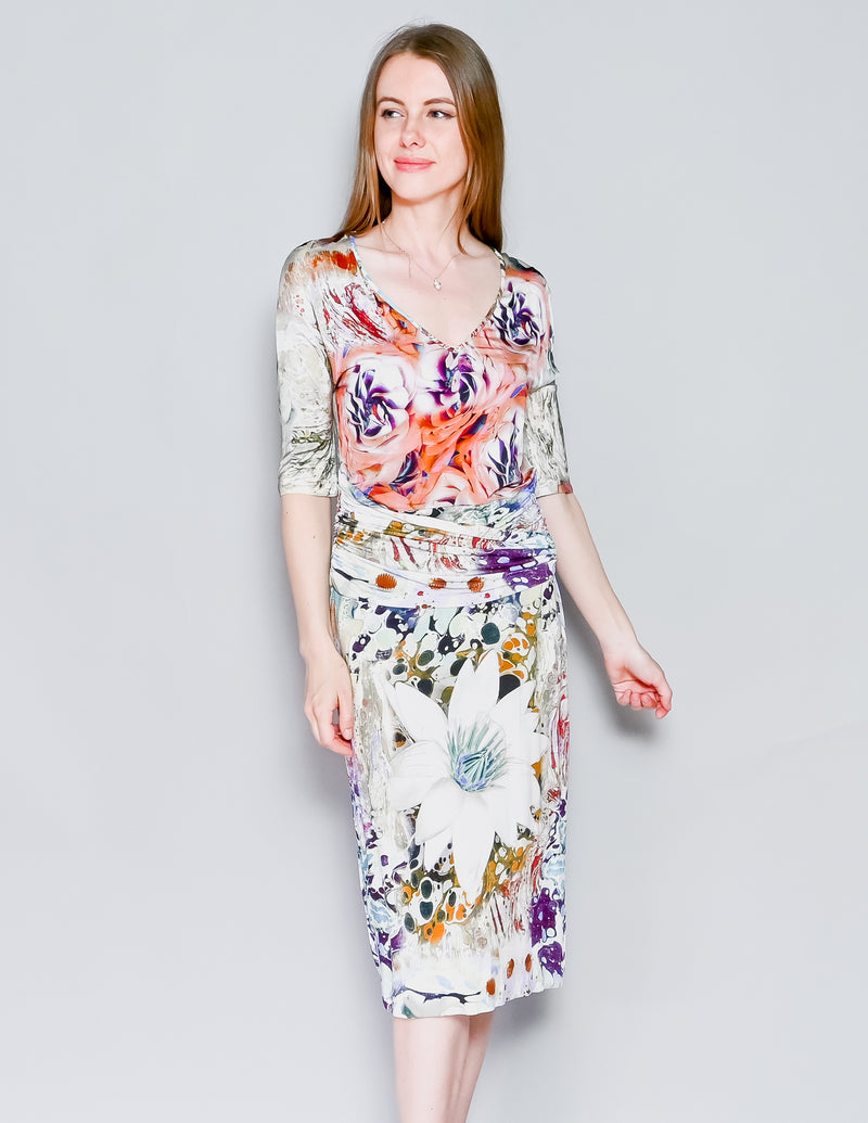 ETRO Milano Floral Print Jersey Midi Dress (IT 46)