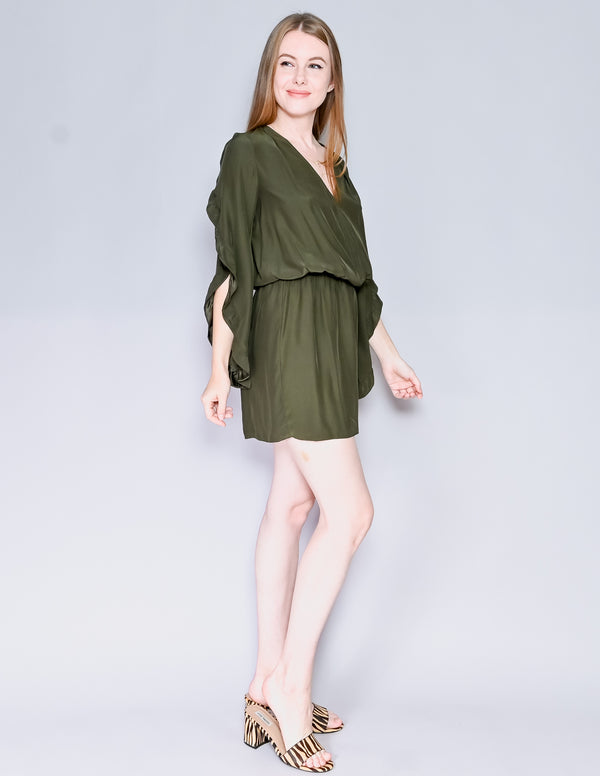 AMANDA UPRICHARD Green Silk Reverie Dress (S)