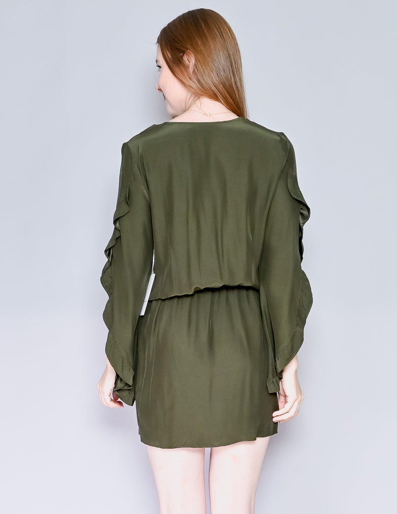 AMANDA UPRICHARD Green Silk Reverie Dress (S)