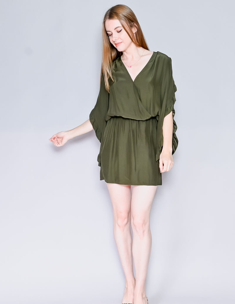 AMANDA UPRICHARD Green Silk Reverie Dress (S)