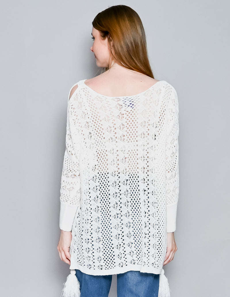 MUCHE ET MUCHETTE White Crochet Tassel Tunic