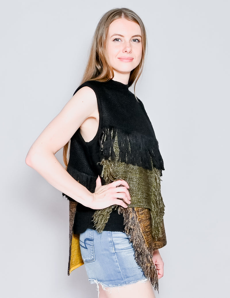 AKIRA NAKA Fringe Sleeveless Knit Sweater (S) – Fashion Without