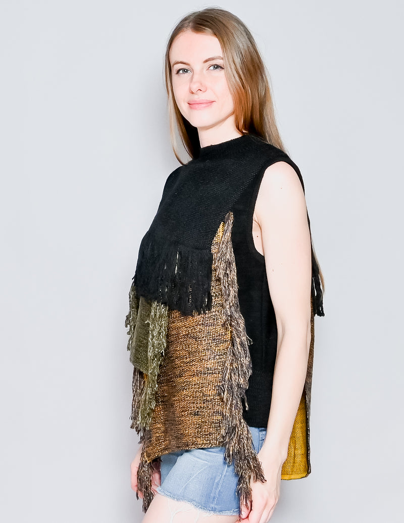 AKIRA NAKA Fringe Sleeveless Knit Sweater (S) – Fashion Without