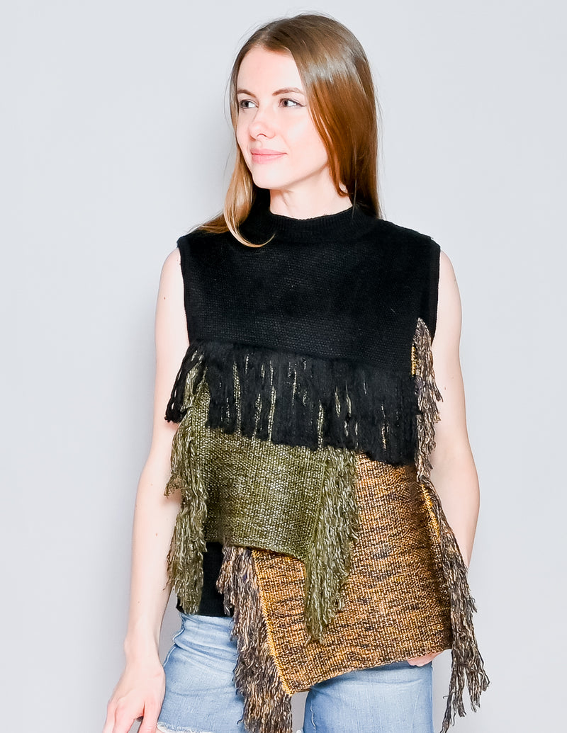 AKIRA NAKA Fringe Sleeveless Knit Sweater (S) – Fashion Without