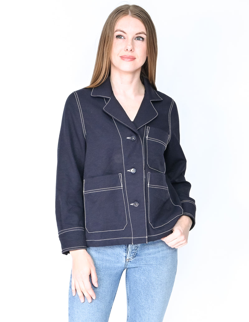 HOPE Sweden Dark Blue Boxy Jacket (Size EU 34/ US 4)