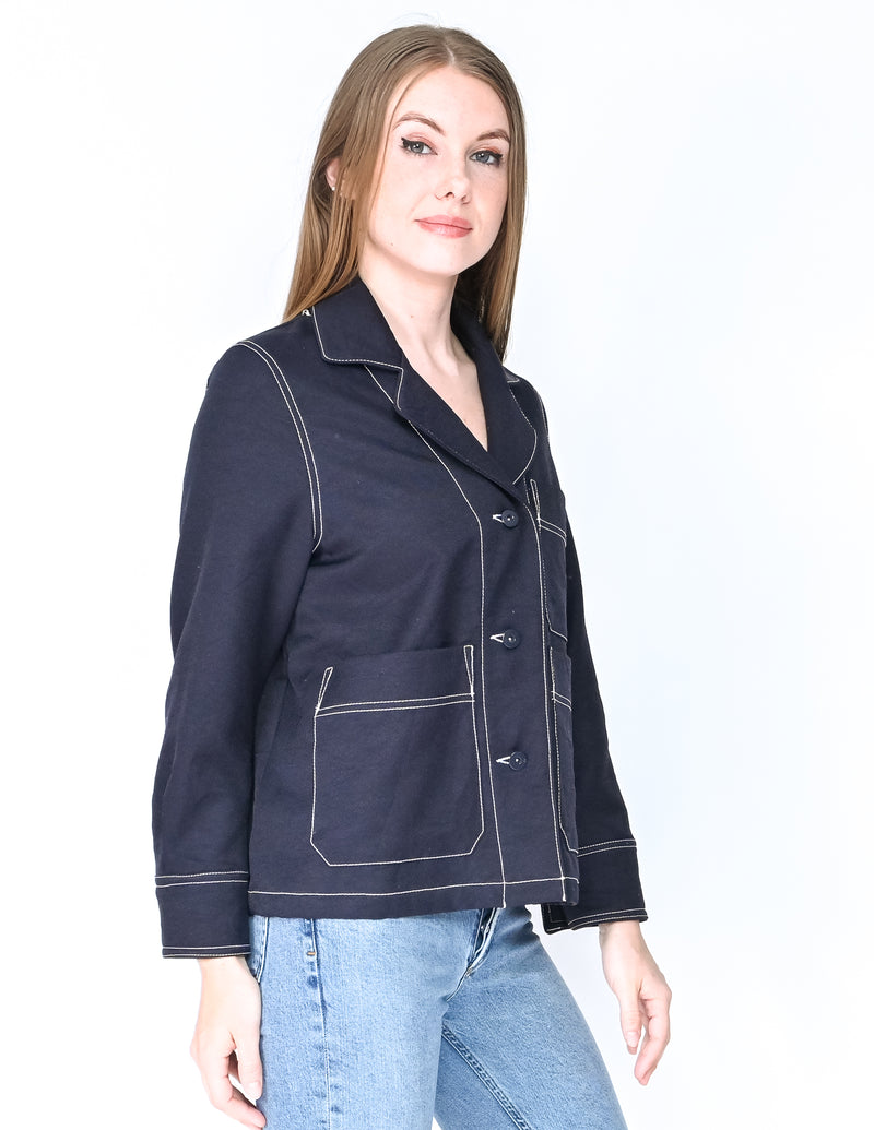 HOPE Sweden Dark Blue Boxy Jacket (Size EU 34/ US 4)