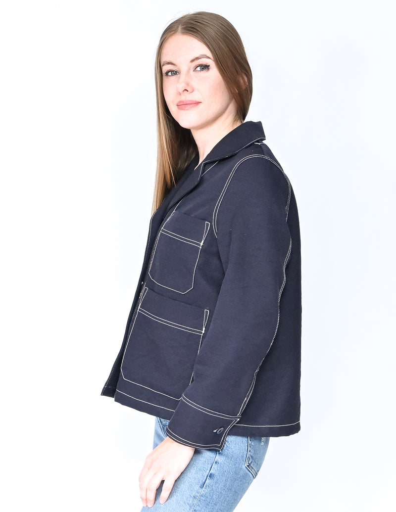 HOPE Sweden Dark Blue Boxy Jacket (Size EU 34/ US 4)