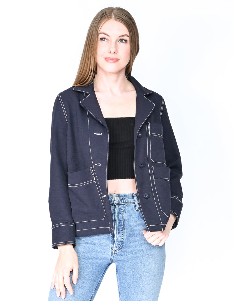 HOPE Sweden Dark Blue Boxy Jacket (Size EU 34/ US 4)