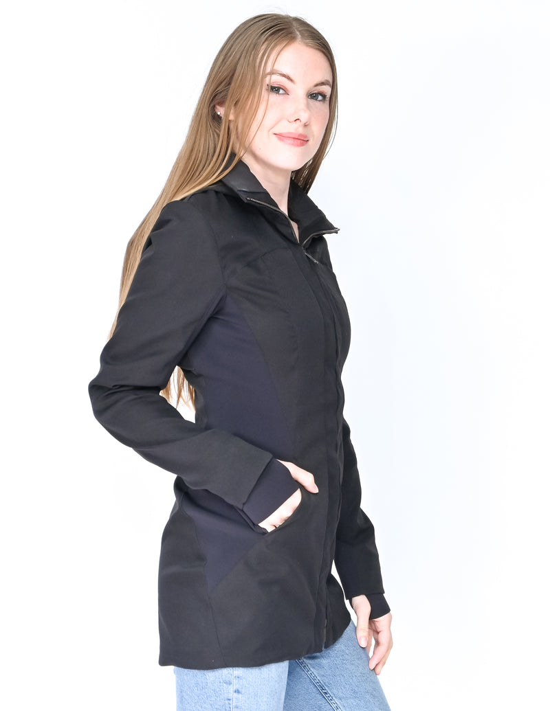 LULULEMON Black Elongated Zip-Up Hooded Jacket (Size 4)